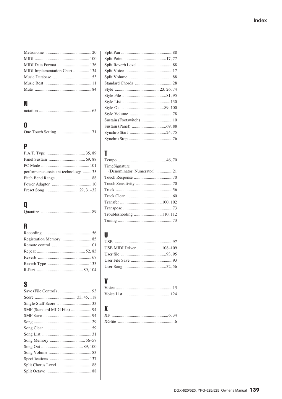 Yamaha DGX-520 User Manual | Page 139 / 142