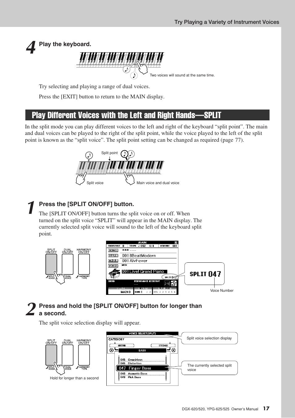 Yamaha DGX-520 User Manual | Page 17 / 142