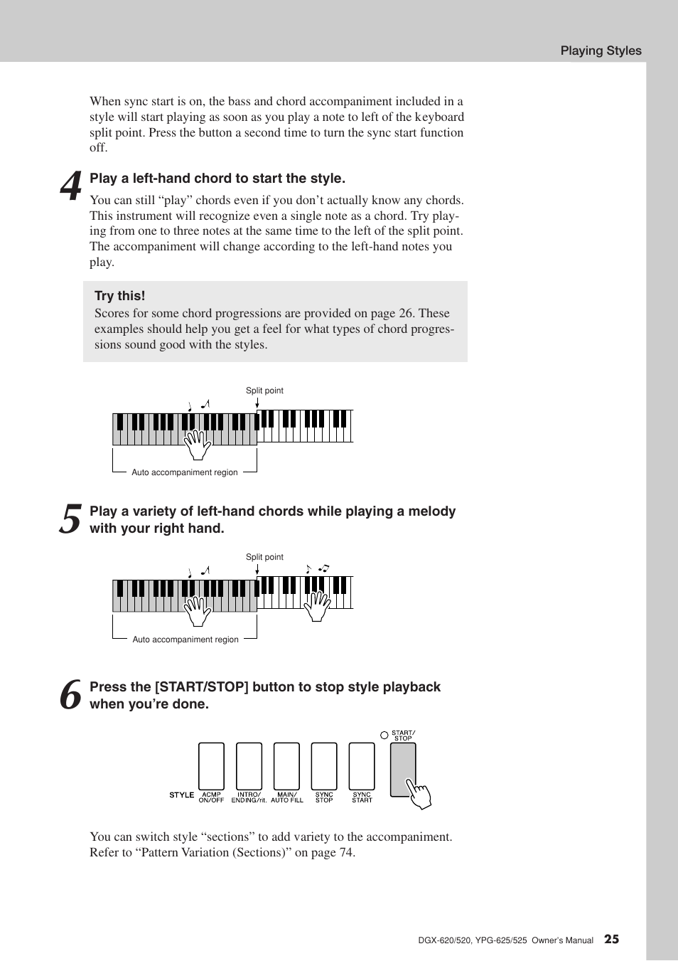 Yamaha DGX-520 User Manual | Page 25 / 142