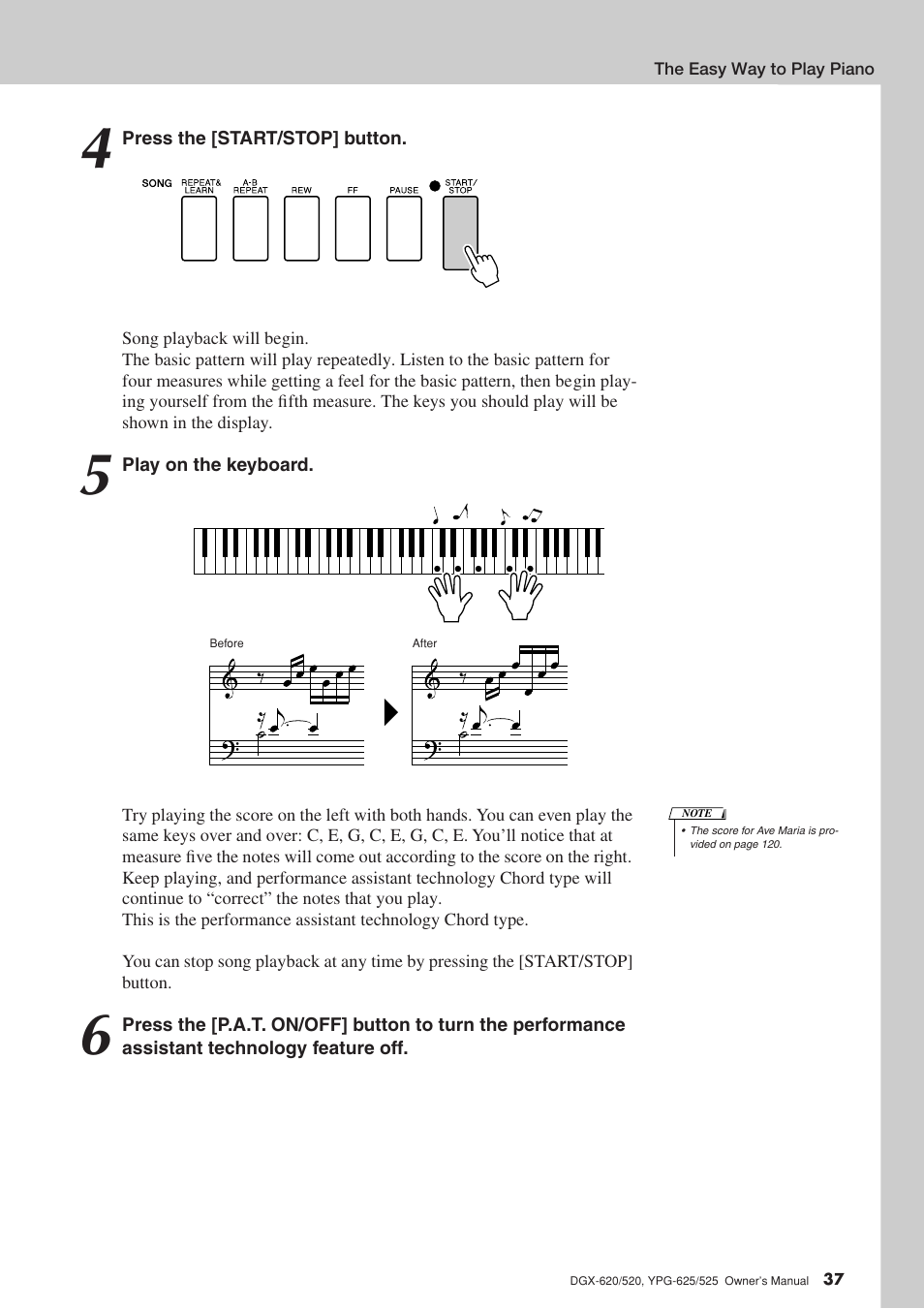 Yamaha DGX-520 User Manual | Page 37 / 142