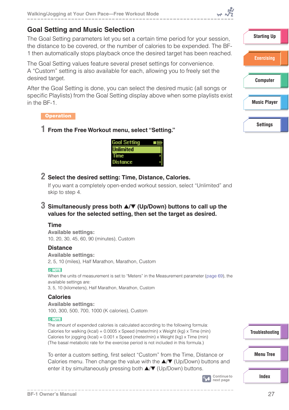 Goal setting and music selection, Goal setting and music selection) | Yamaha BODiBEAT BF-1 User Manual | Page 27 / 88
