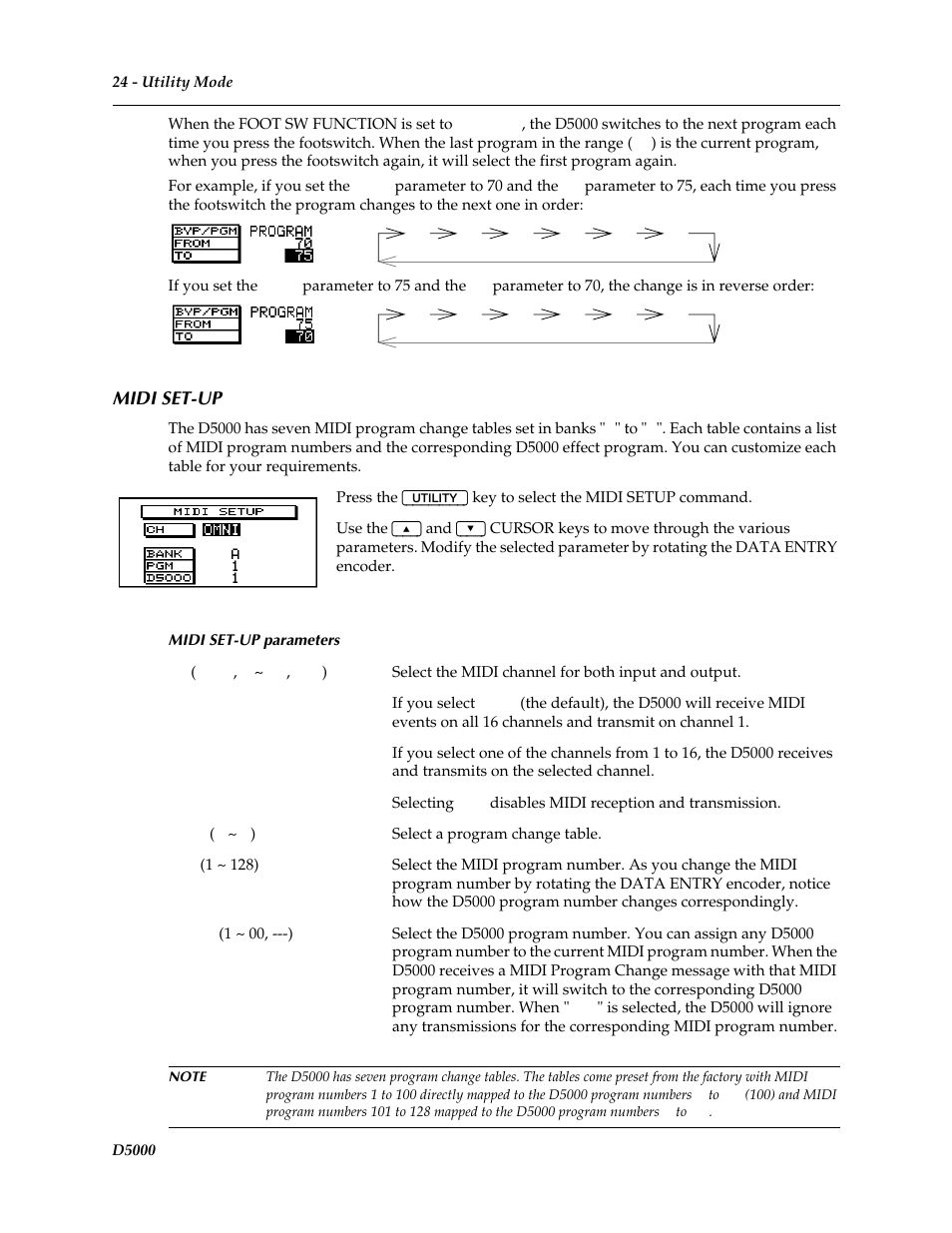 Midi set-up | Yamaha D5000 User Manual | Page 26 / 42