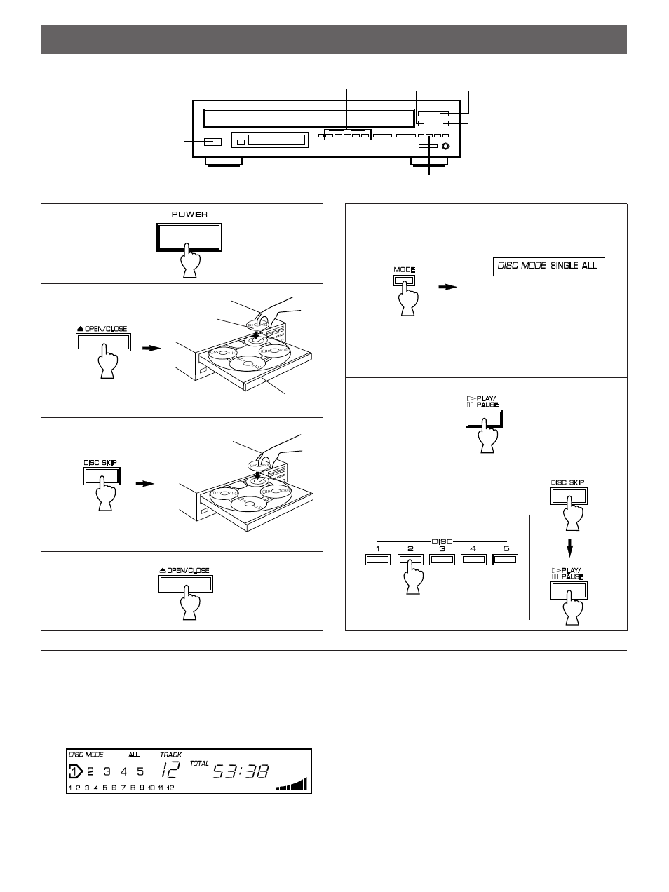 Loading the disc/disc play | Yamaha CDC-625 User Manual | Page 6 / 15