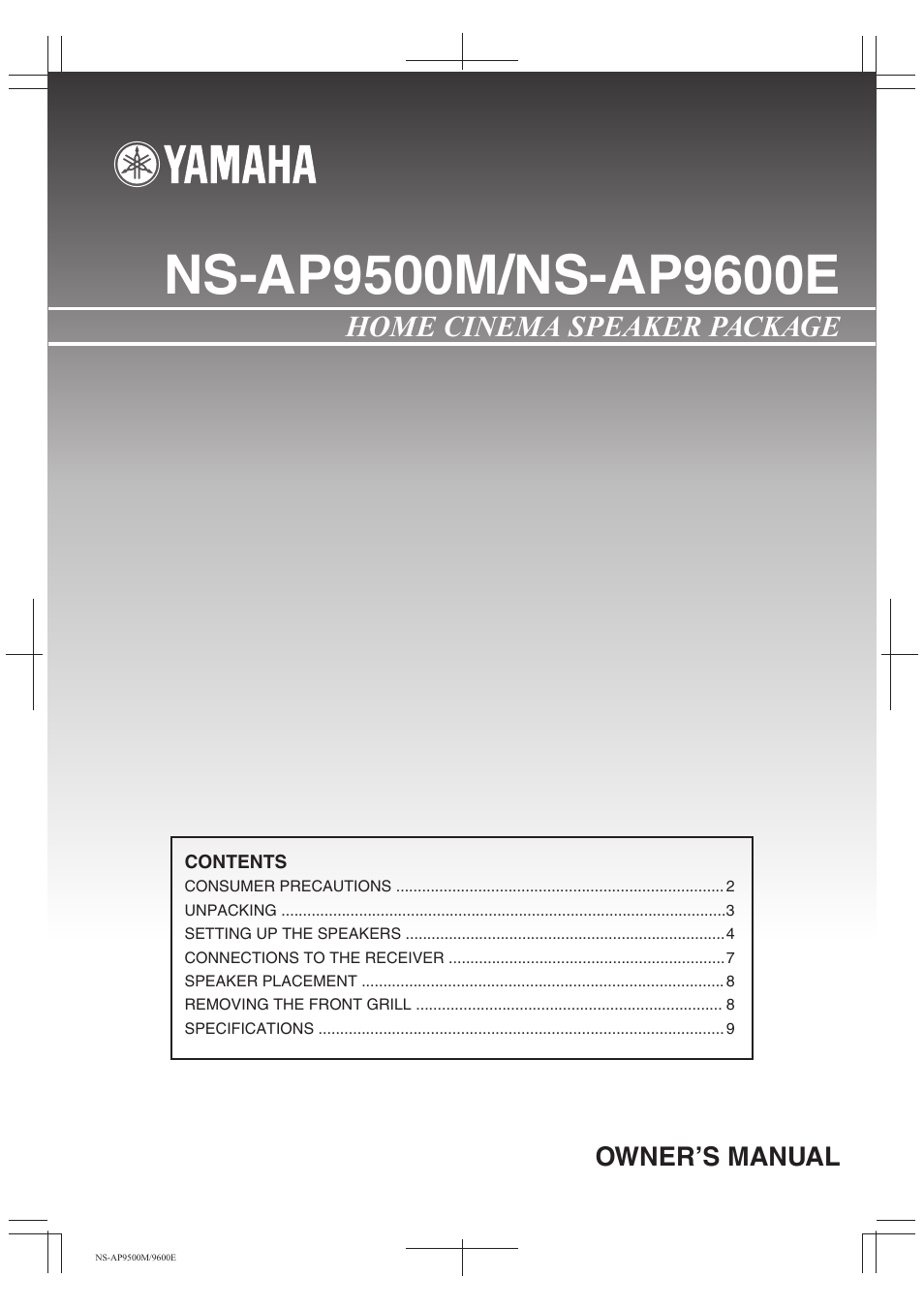 Yamaha NS-AP9500M User Manual | 10 pages