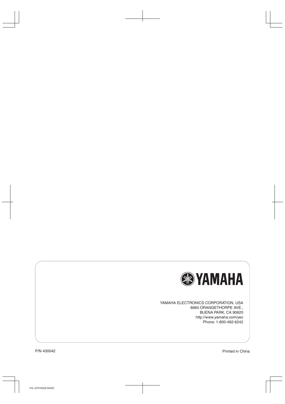 Yamaha NS-AP9500M User Manual | Page 10 / 10