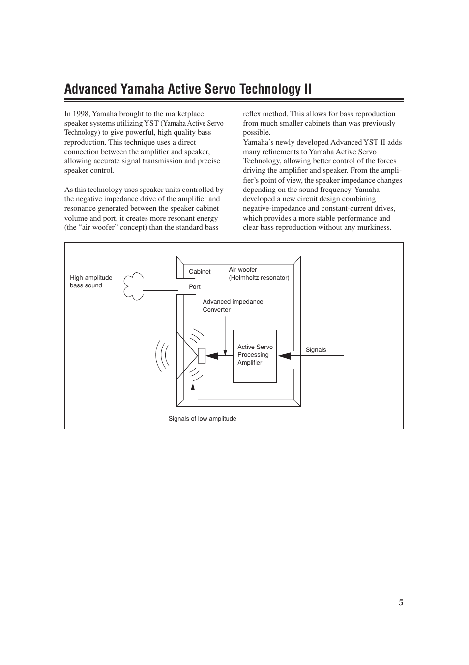 Advanced yamaha active servo technology ii | Yamaha YST-SW012 User Manual | Page 9 / 12