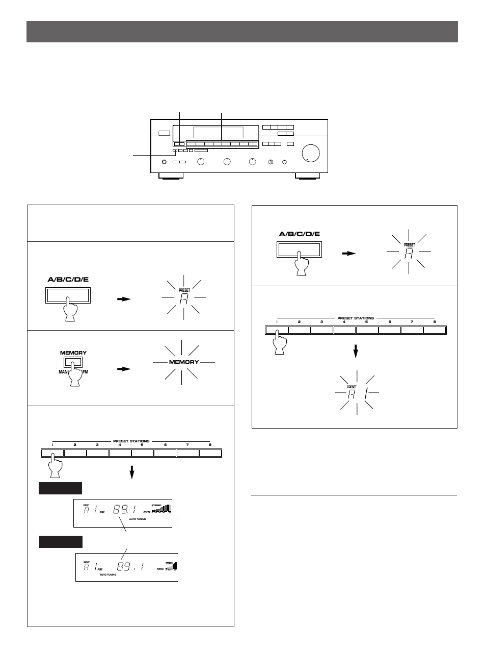 Preset tuning, Manual preset tuning | Yamaha R-V501 User Manual | Page 18 / 31