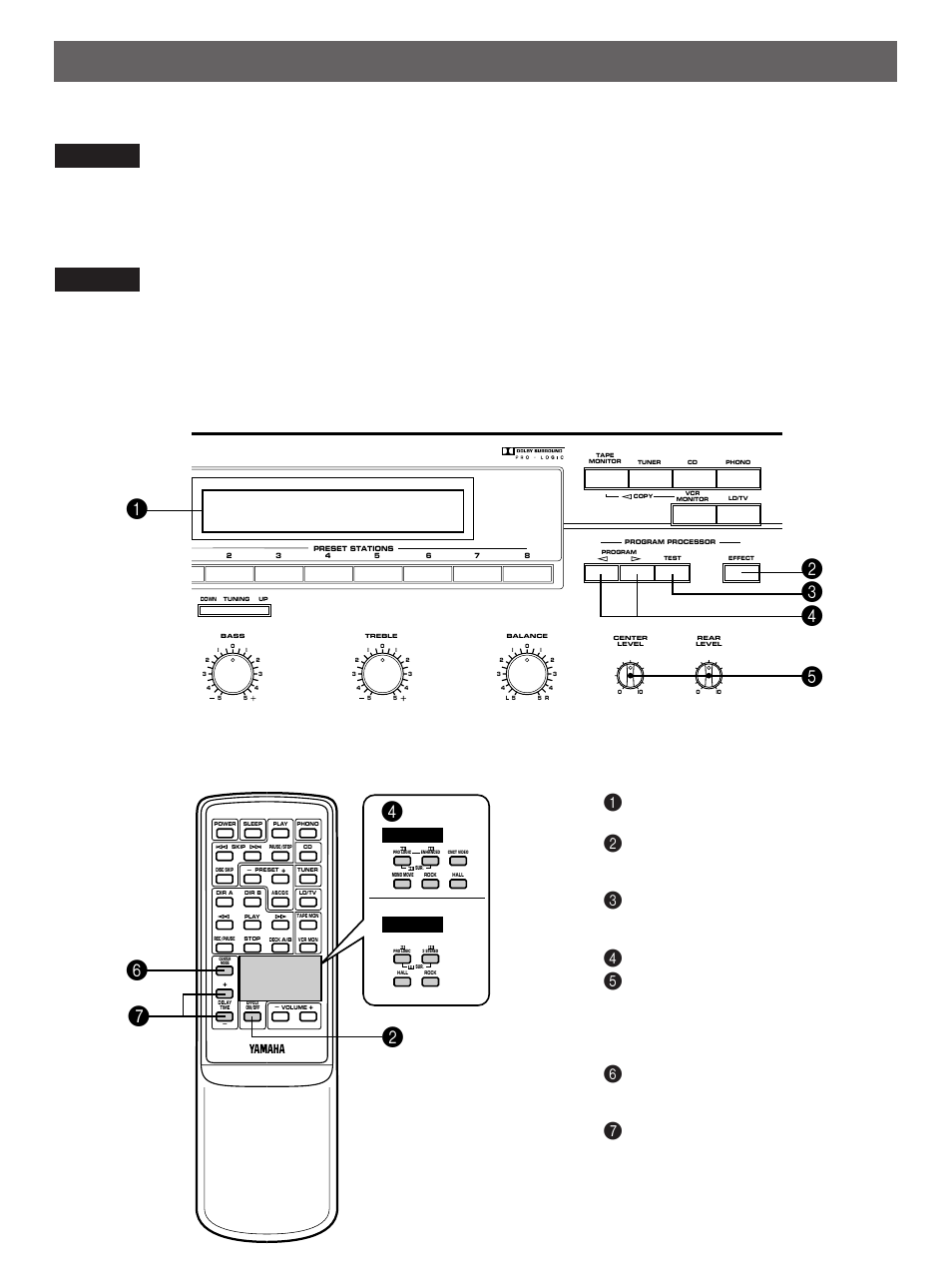 Using digital sound field processor (dsp), Front panel remote control transmitter, Select a digital sound field program | Yamaha R-V501 User Manual | Page 21 / 31