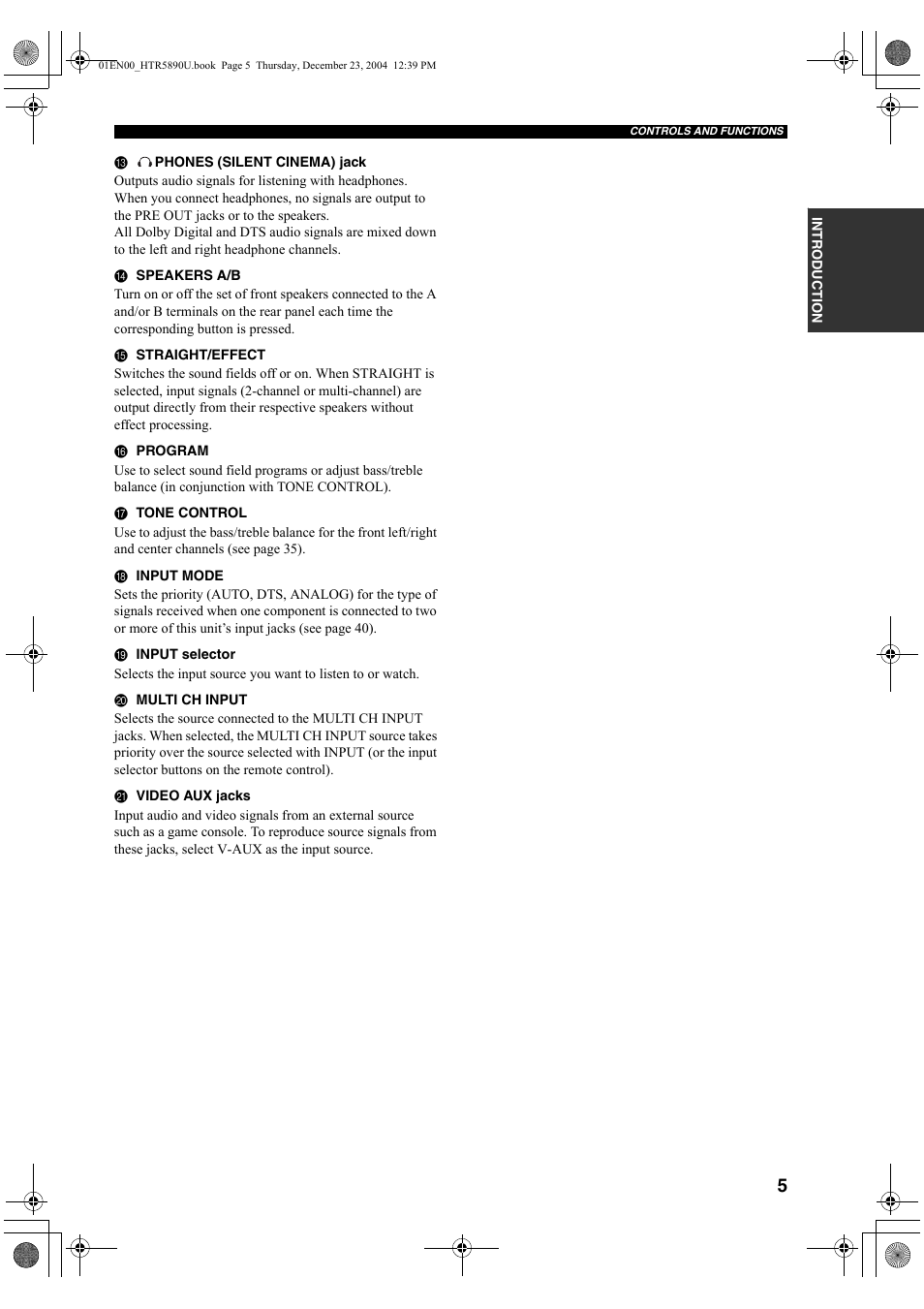 Yamaha htr-5890 User Manual | Page 9 / 104