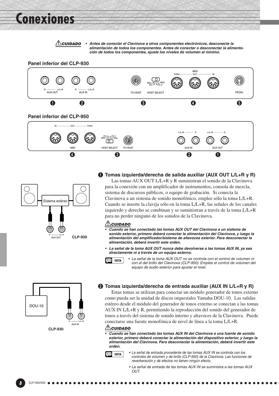 Conexiones | Yamaha Clavinova CLP-930 User Manual | Page 8 / 66