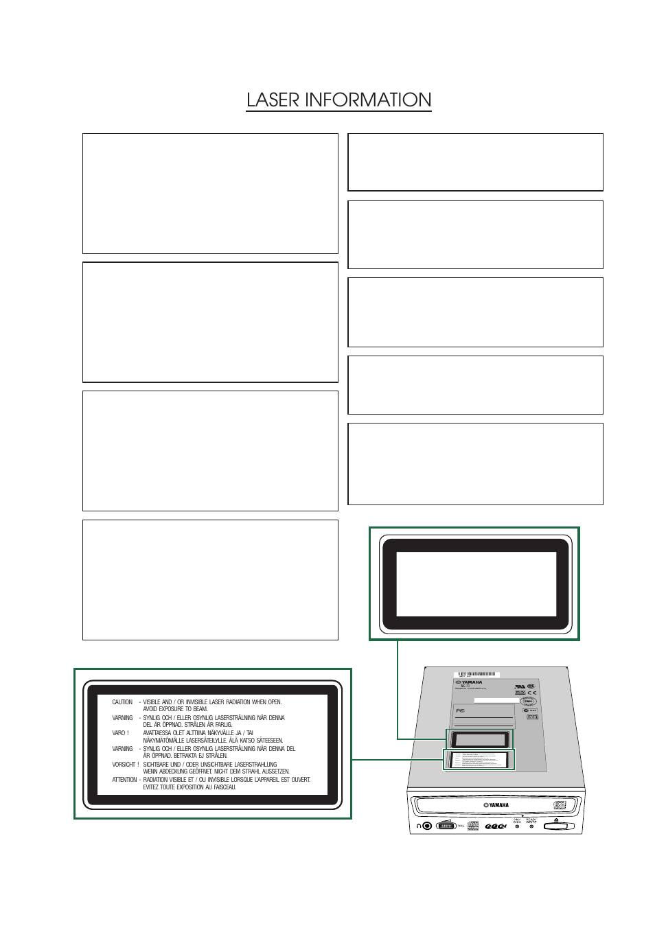 Laser information | Yamaha CD Recordable/Rewritable Drive CRW8824E-NB User Manual | Page 3 / 45