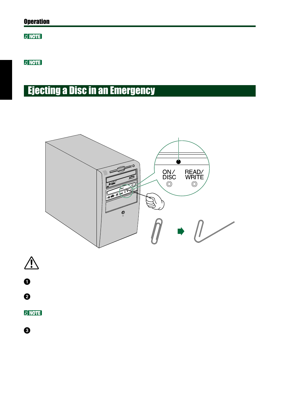 Ejecting a disc in an emergency | Yamaha CD Recordable/Rewritable Drive CRW8824E-NB User Manual | Page 33 / 45