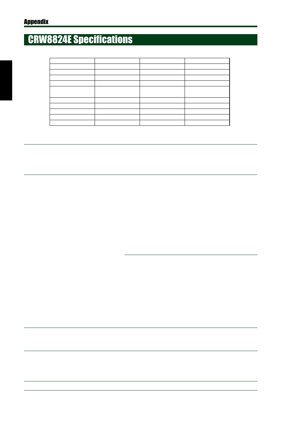Crw8824e specifications, Appendix | Yamaha CD Recordable/Rewritable Drive CRW8824E-NB User Manual | Page 41 / 45