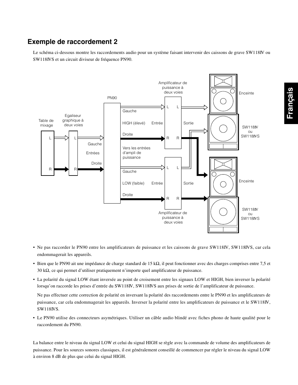 Français, Exemple de raccordement 2 | Yamaha SW118IVS User Manual | Page 11 / 36
