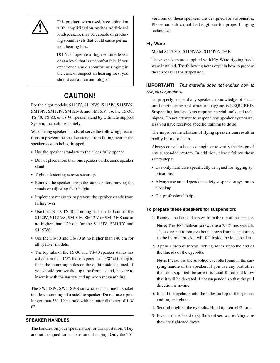 Caution | Yamaha SW118IVS User Manual | Page 3 / 36