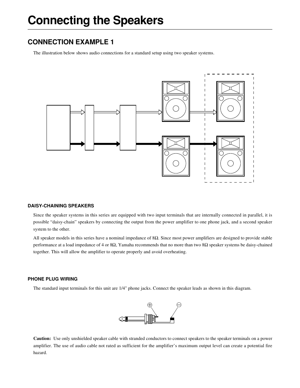 Connecting the speakers, Connection example 1 | Yamaha SW118IVS User Manual | Page 4 / 36