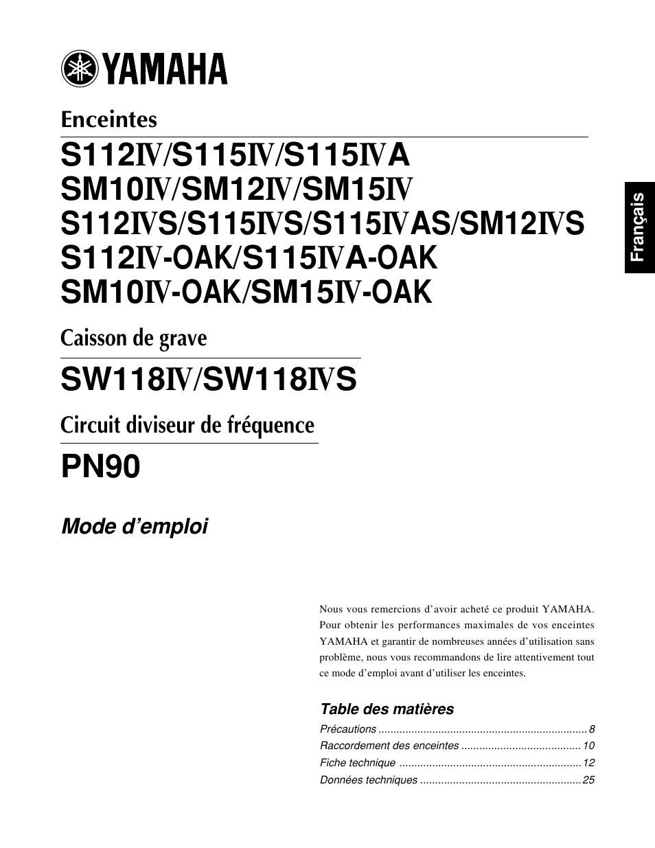 Yamaha SW118IVS User Manual | Page 7 / 36