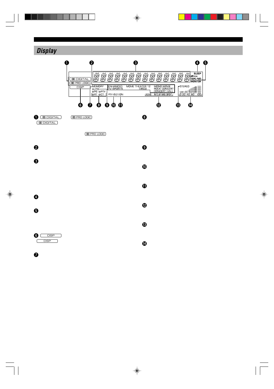 6display | Yamaha HTR-5230RDS User Manual | Page 8 / 50