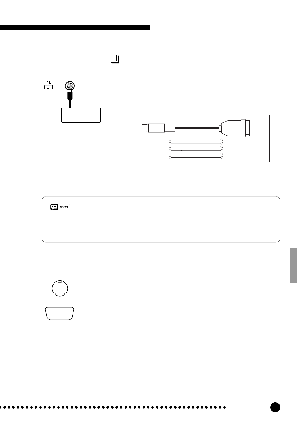 Conexión a una computadora personal, Conexión a una computadora de la serie ibm pc/at, Conexiones del cable “pc-2 | Números de patillas del conector | Yamaha CLP-820S User Manual | Page 39 / 72