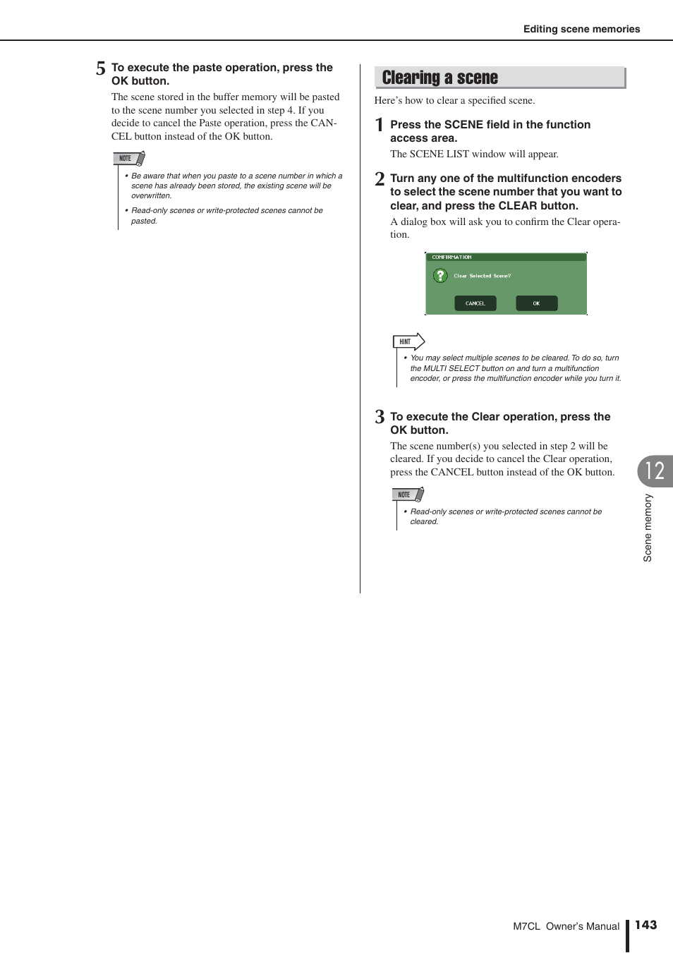 Clearing a scene, P. 143) | Yamaha M7CL-32 User Manual | Page 143 / 312