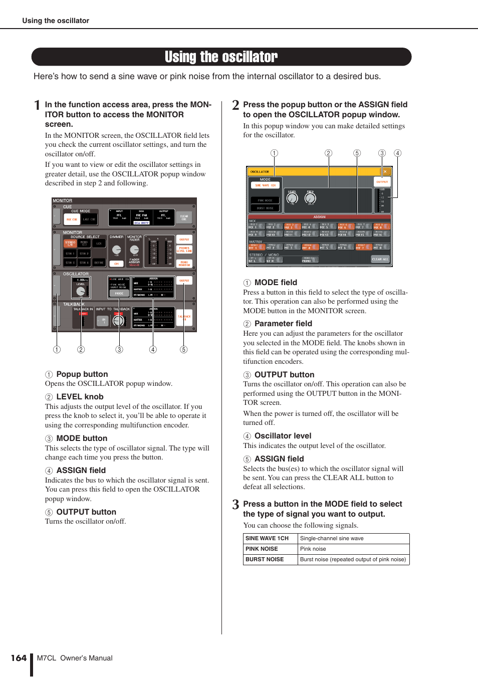 Using the oscillator | Yamaha M7CL-32 User Manual | Page 164 / 312