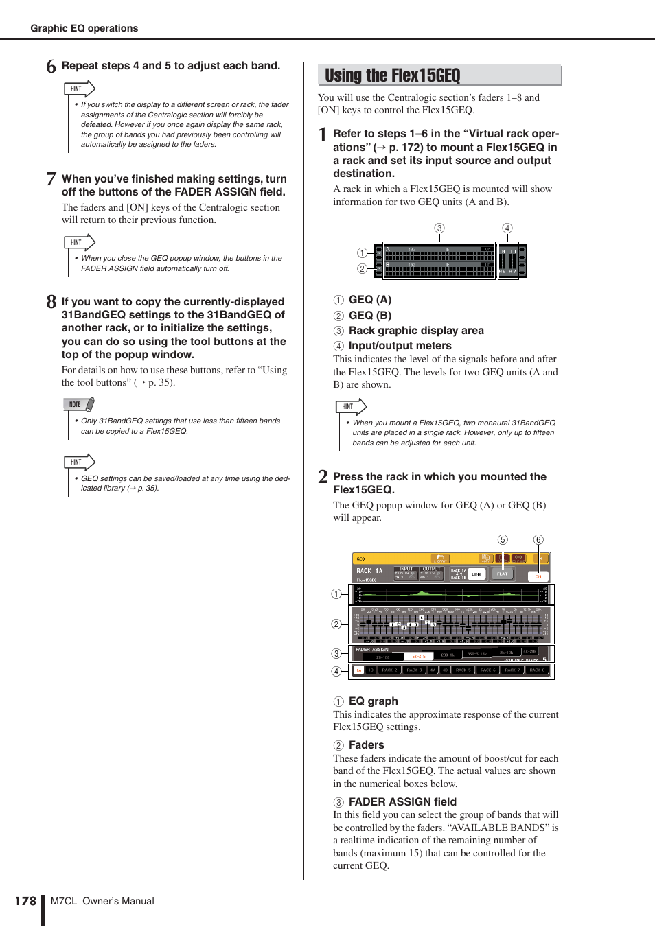 Using the flex15geq | Yamaha M7CL-32 User Manual | Page 178 / 312