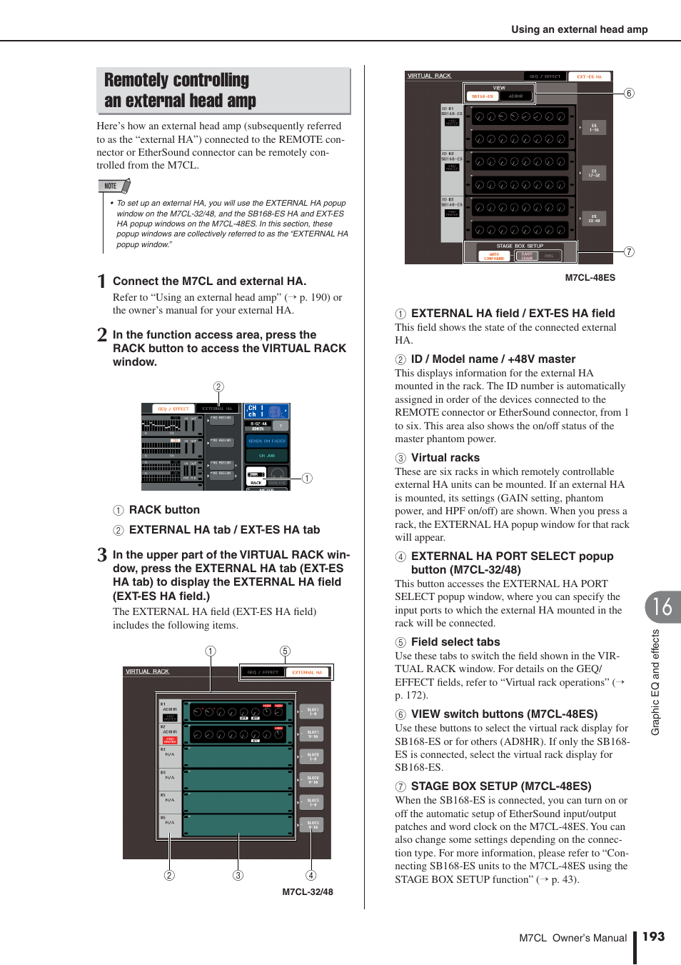 Remotely controlling an external head amp, Remotely controlling, An external head amp | Yamaha M7CL-32 User Manual | Page 193 / 312