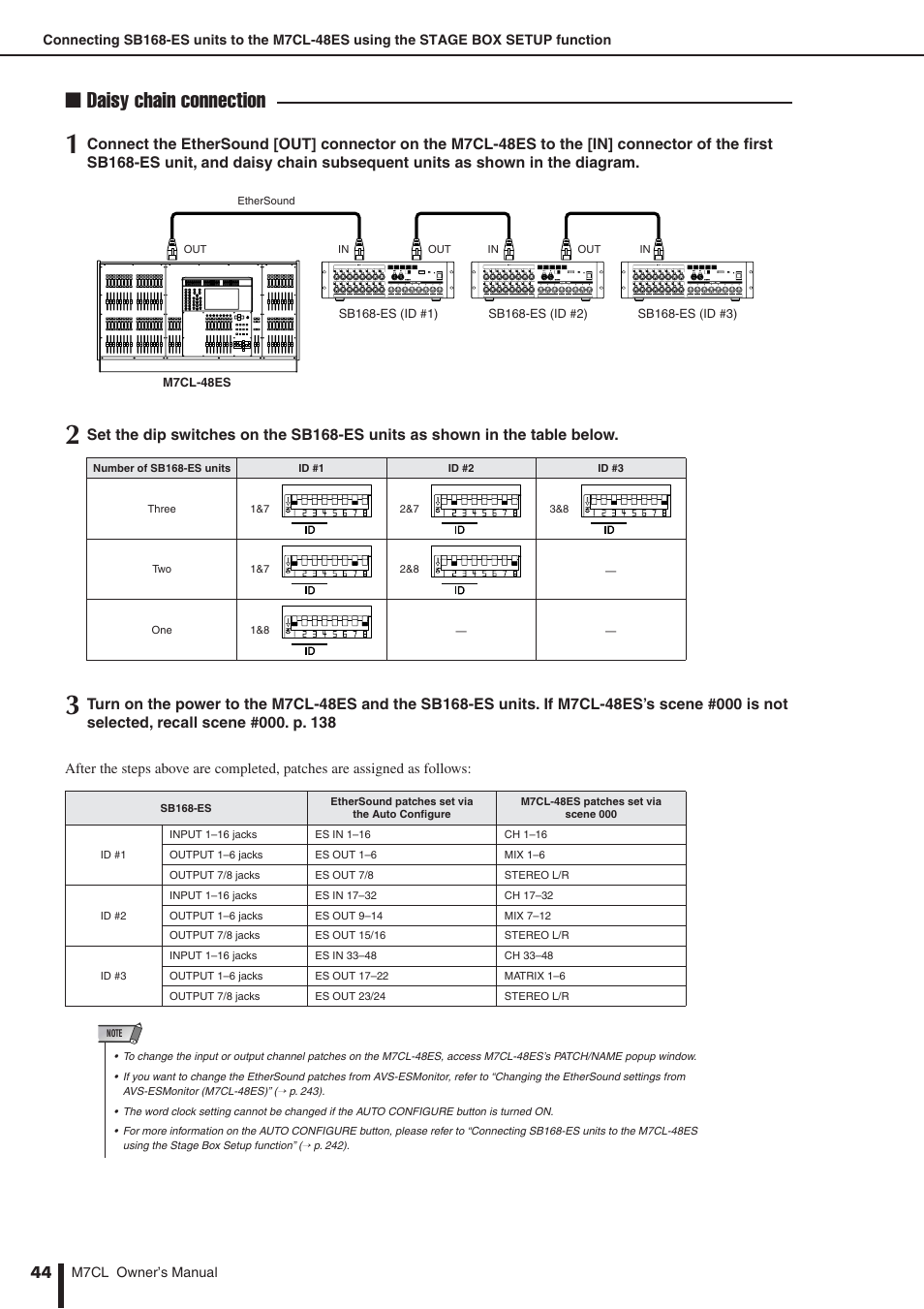 Daisy chain connection | Yamaha M7CL-32 User Manual | Page 44 / 312