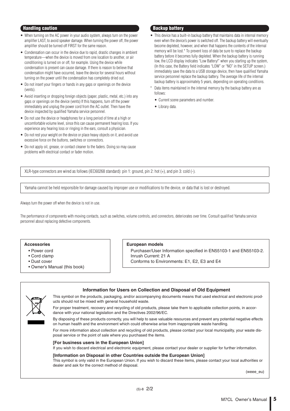 Yamaha M7CL-32 User Manual | Page 5 / 312