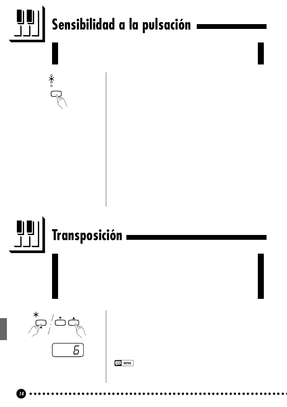 Sensibilidad a la pulsación, Transposición | Yamaha CLP-411 User Manual | Page 17 / 56