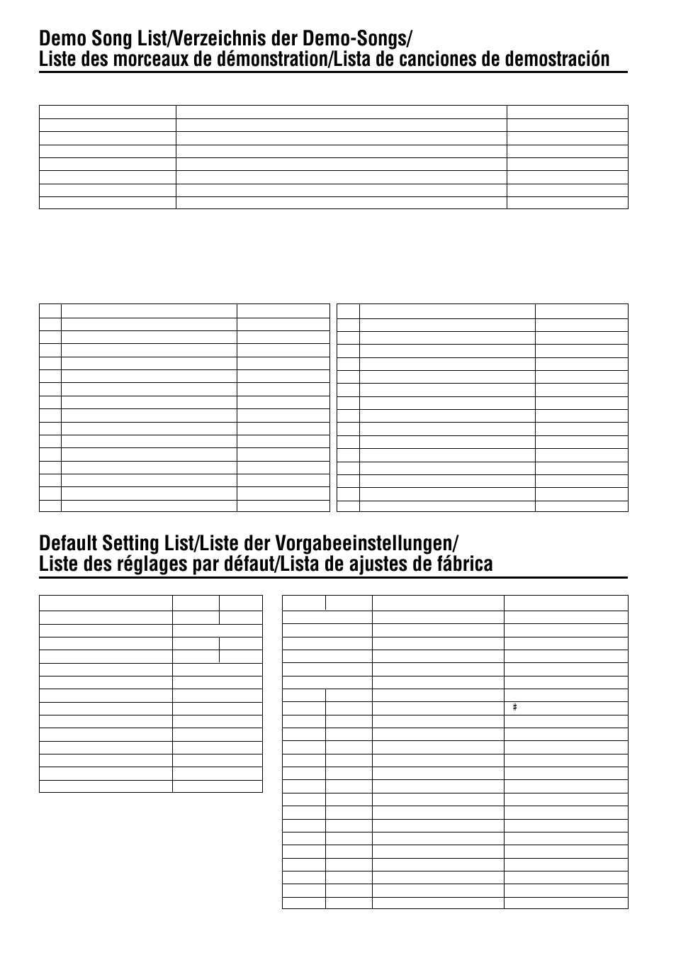 Function, Voice demo tune titles, Piano song titles | Yamaha CLP-411 User Manual | Page 51 / 56