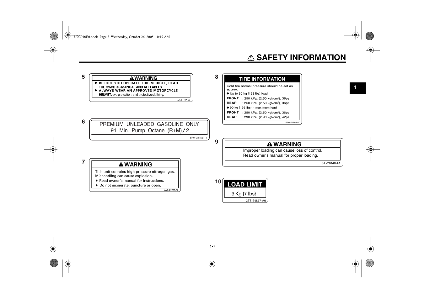 Safety information | Yamaha YZFR6V(C) User Manual | Page 15 / 116