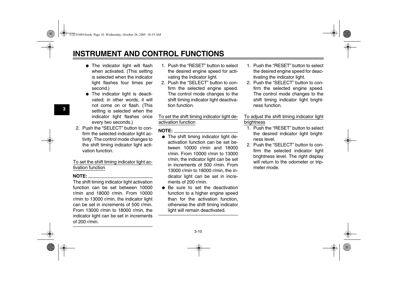 Instrument and control functions | Yamaha YZFR6V(C) User Manual | Page 28 / 116