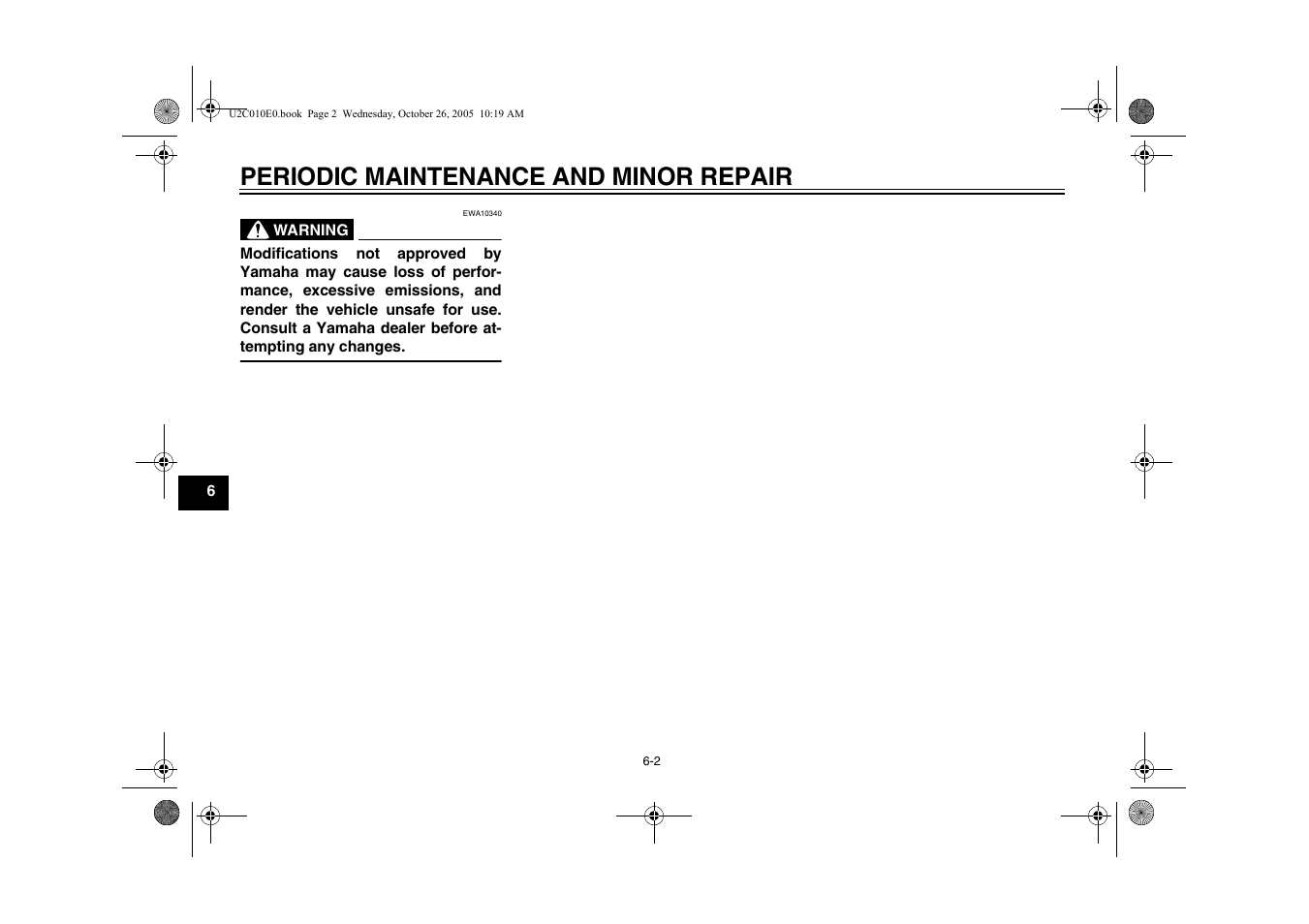 Periodic maintenance and minor repair | Yamaha YZFR6V(C) User Manual | Page 52 / 116