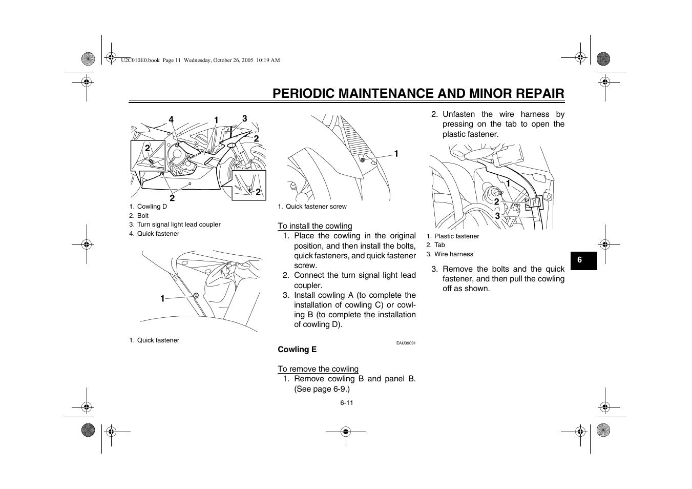 Periodic maintenance and minor repair | Yamaha YZFR6V(C) User Manual | Page 61 / 116