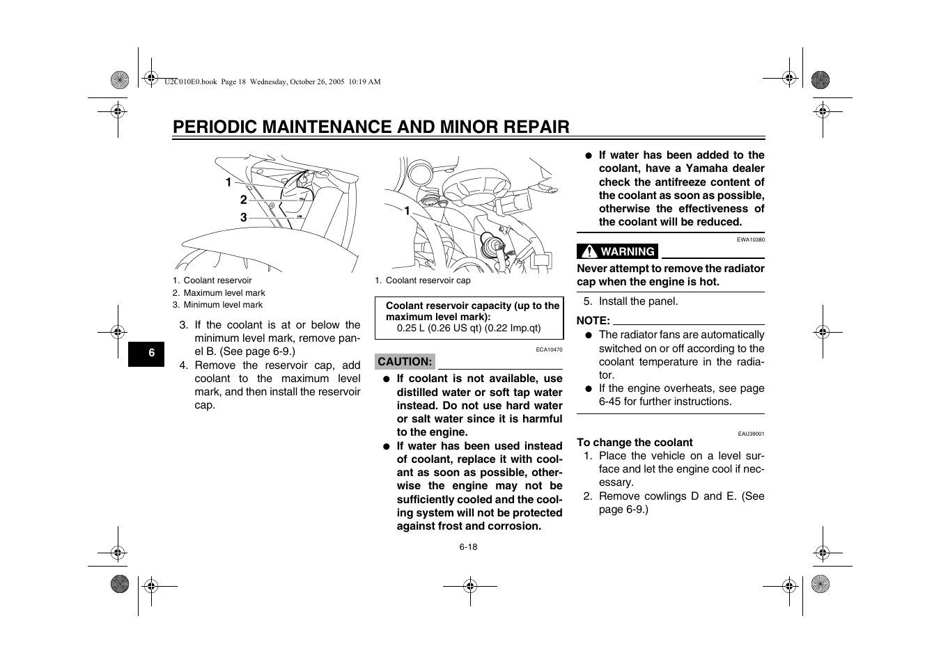 Periodic maintenance and minor repair | Yamaha YZFR6V(C) User Manual | Page 68 / 116