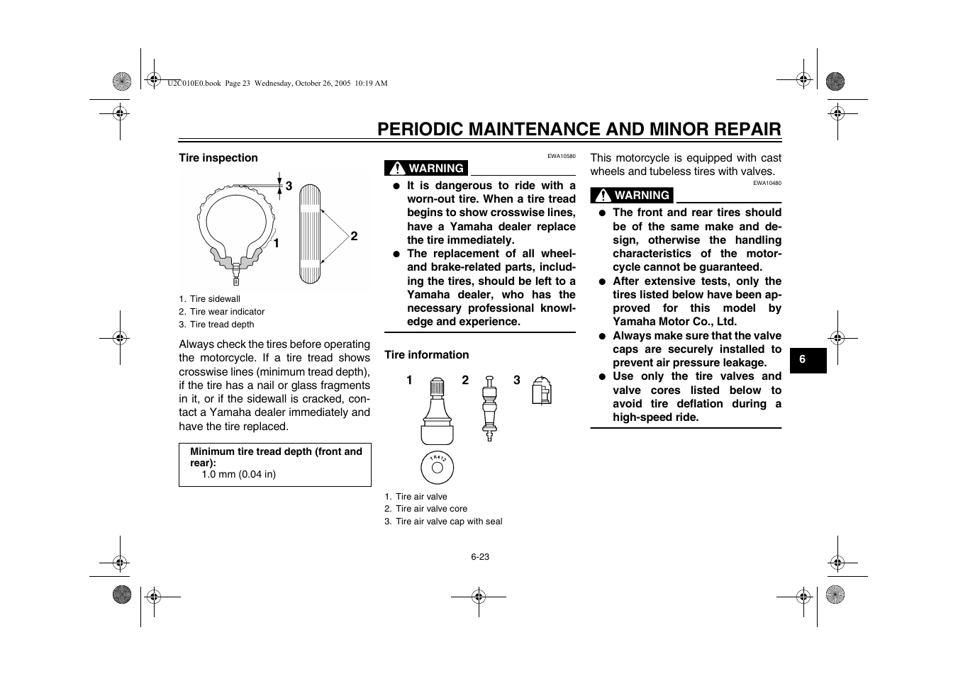 Periodic maintenance and minor repair | Yamaha YZFR6V(C) User Manual | Page 73 / 116