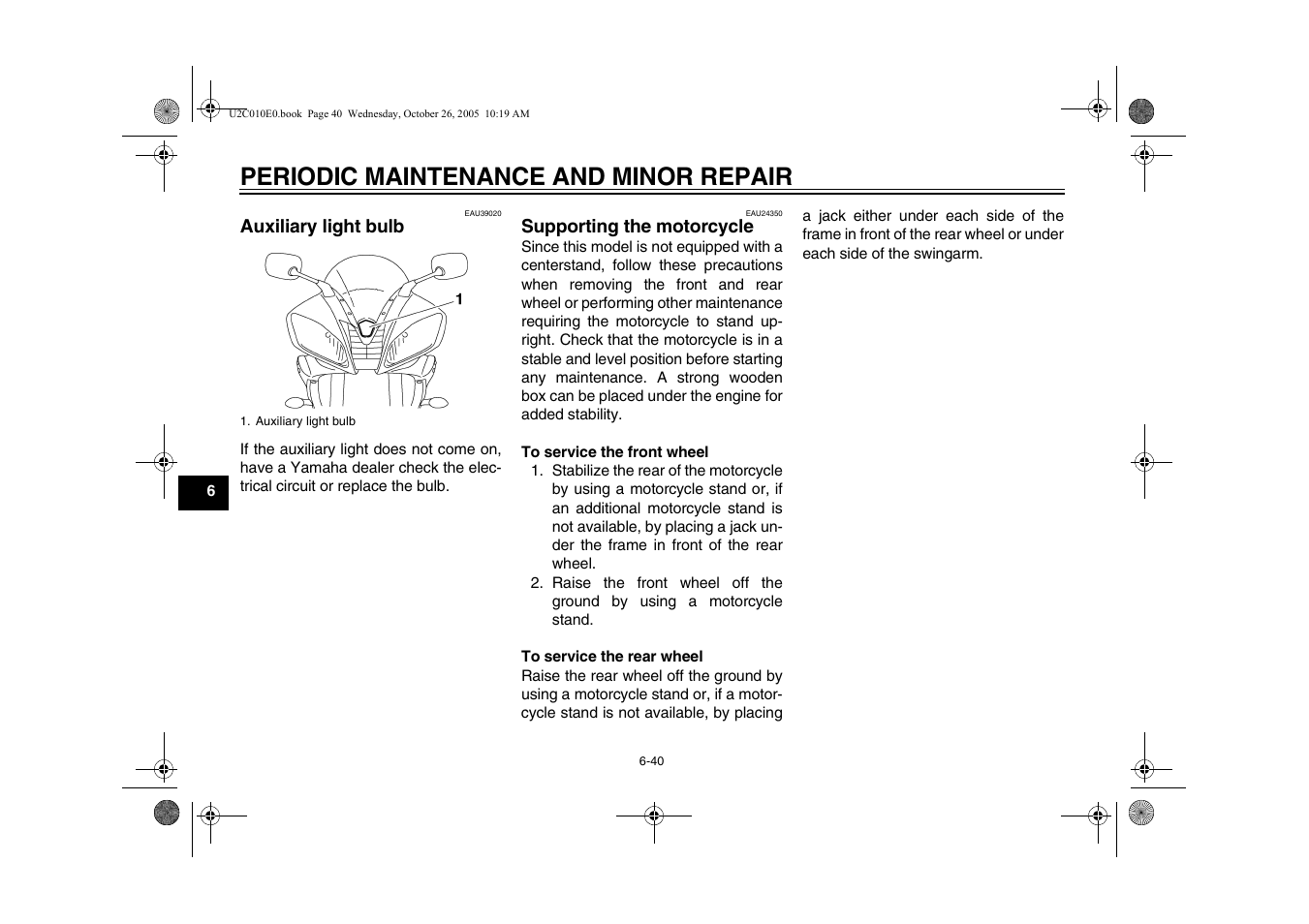 Periodic maintenance and minor repair | Yamaha YZFR6V(C) User Manual | Page 90 / 116