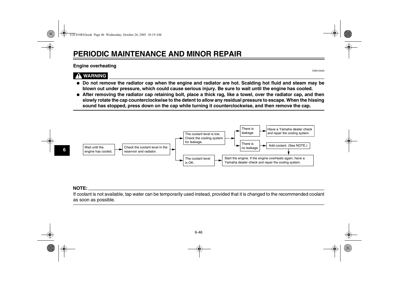 Periodic maintenance and minor repair | Yamaha YZFR6V(C) User Manual | Page 96 / 116