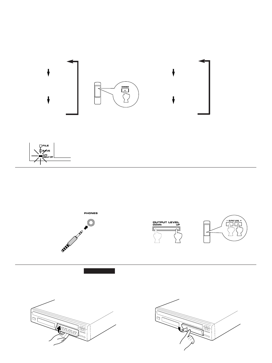 When you listen with headphones, Open/close the control door cdc-845, Changing brightness of the display | Yamaha CDC-845 User Manual | Page 10 / 24