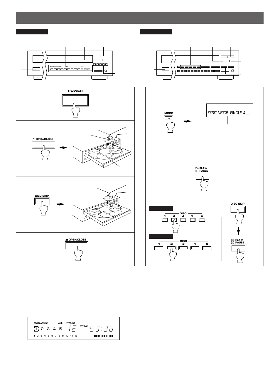 Loading discs/disc play | Yamaha CDC-845 User Manual | Page 7 / 24