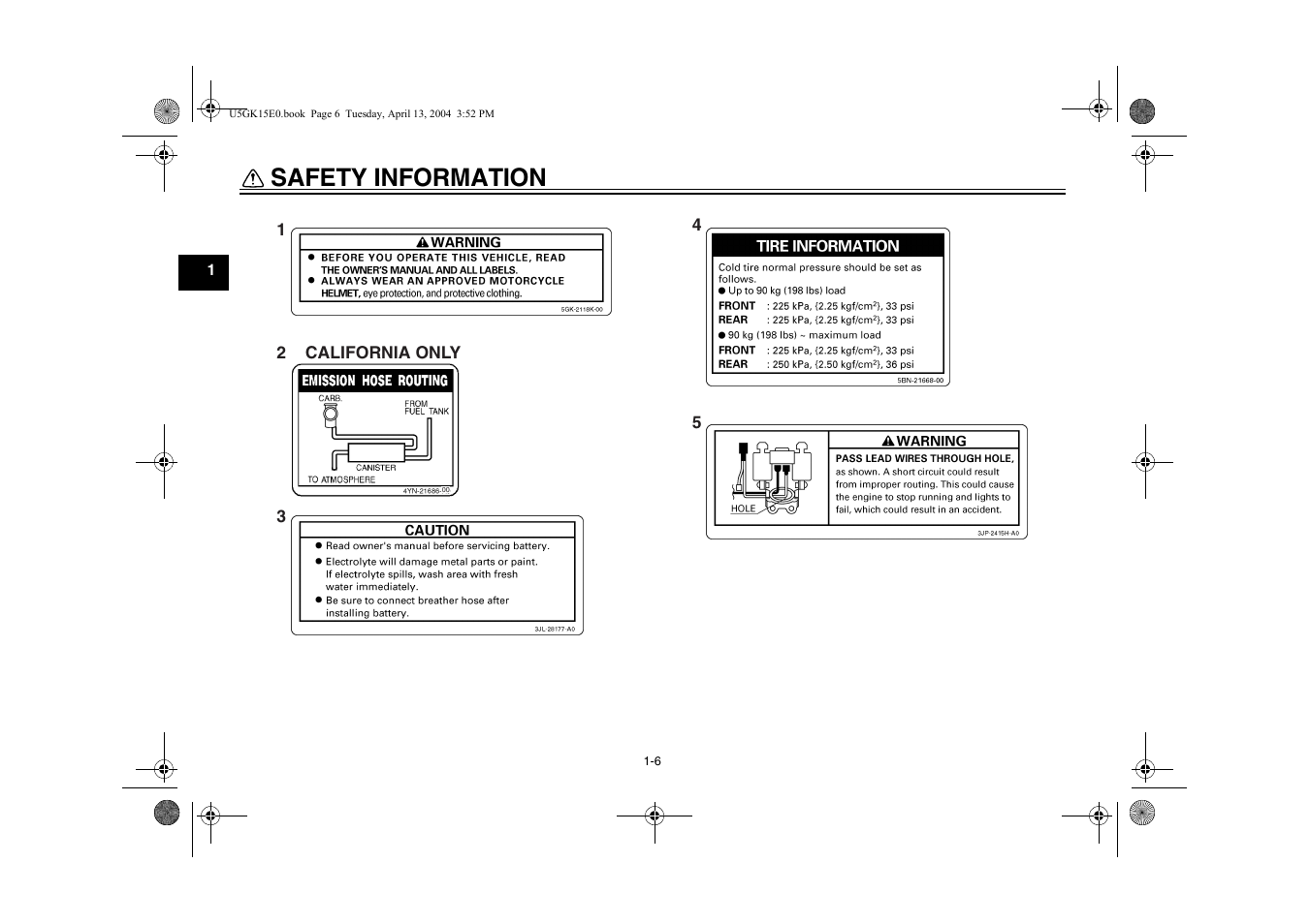 Safety information | Yamaha VMX EAU10041 User Manual | Page 14 / 101