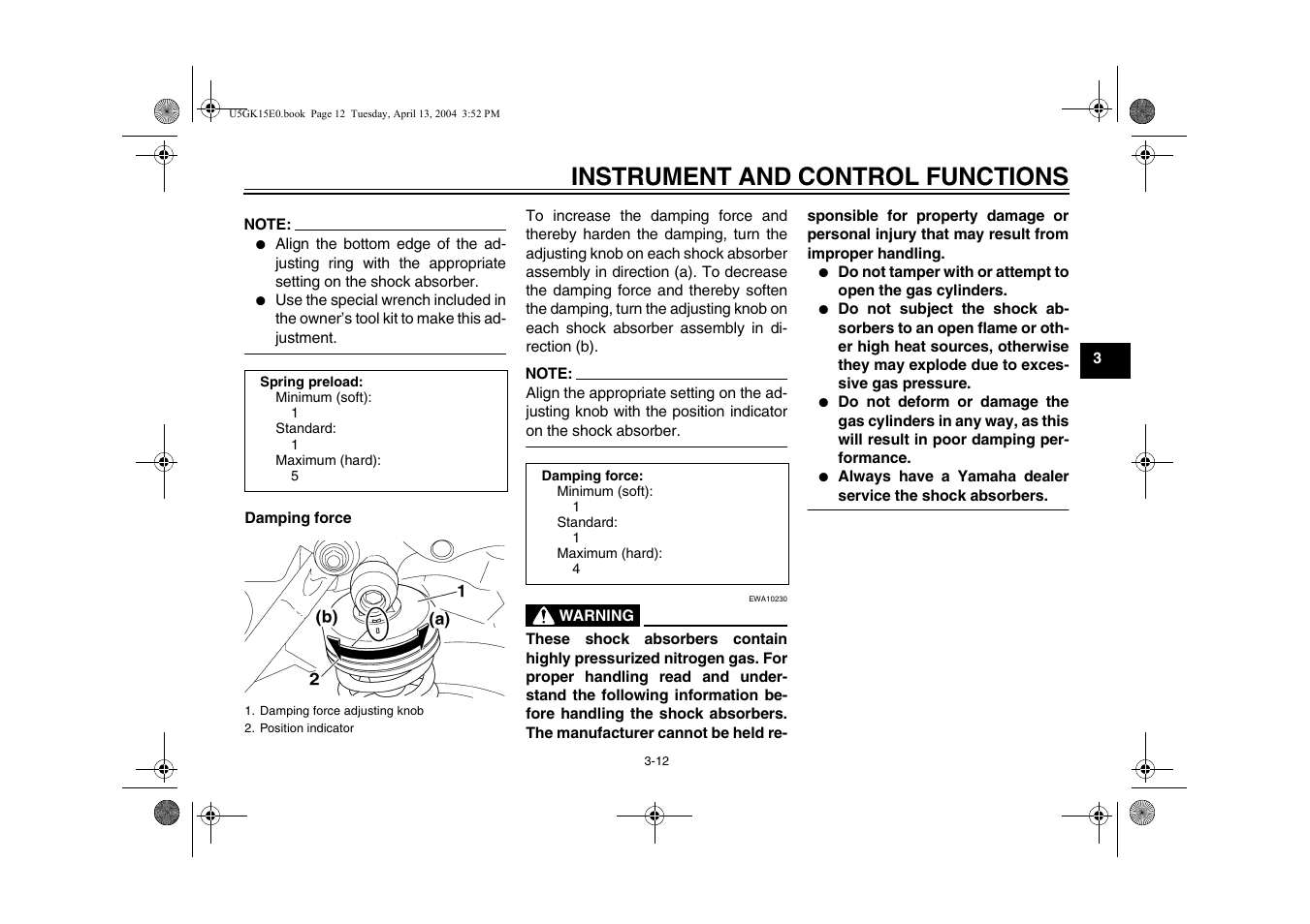 Instrument and control functions | Yamaha VMX EAU10041 User Manual | Page 29 / 101