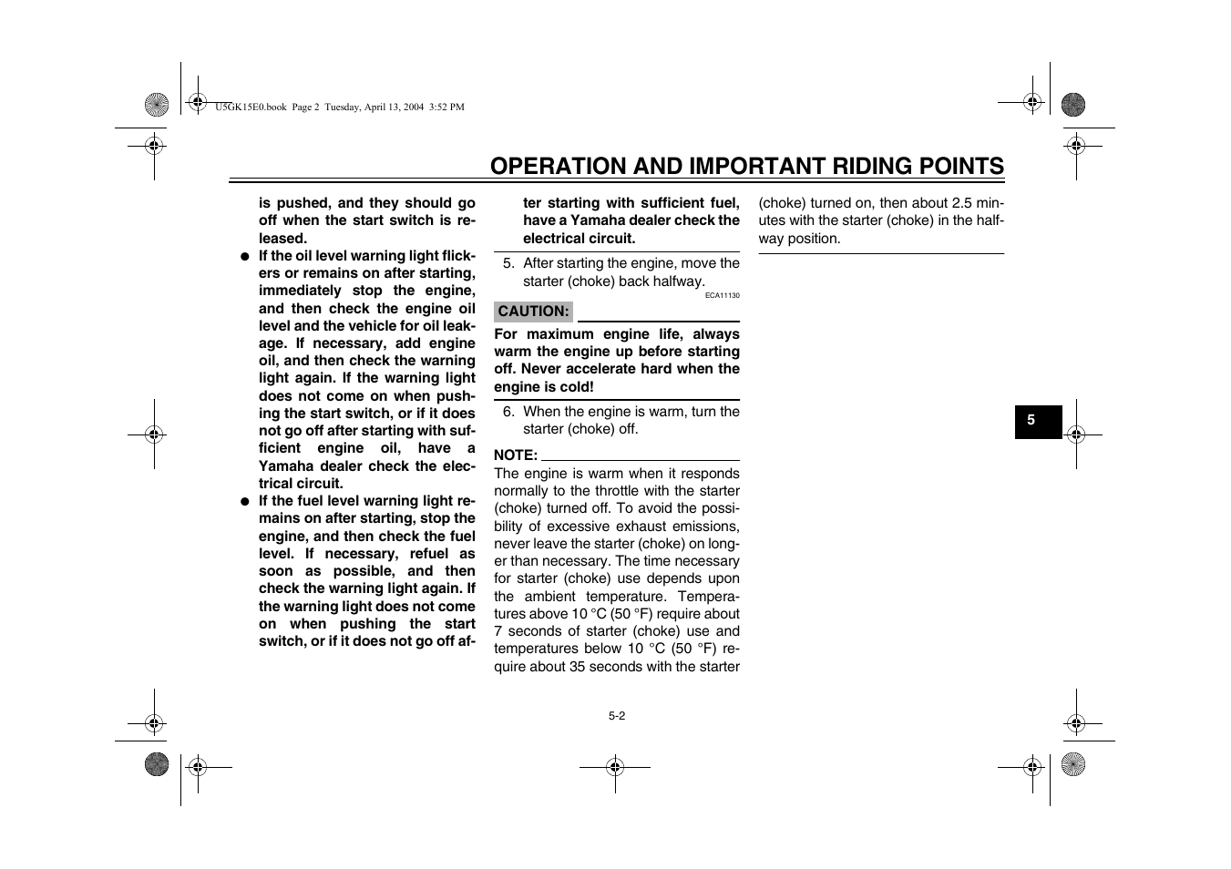 Operation and important riding points | Yamaha VMX EAU10041 User Manual | Page 37 / 101