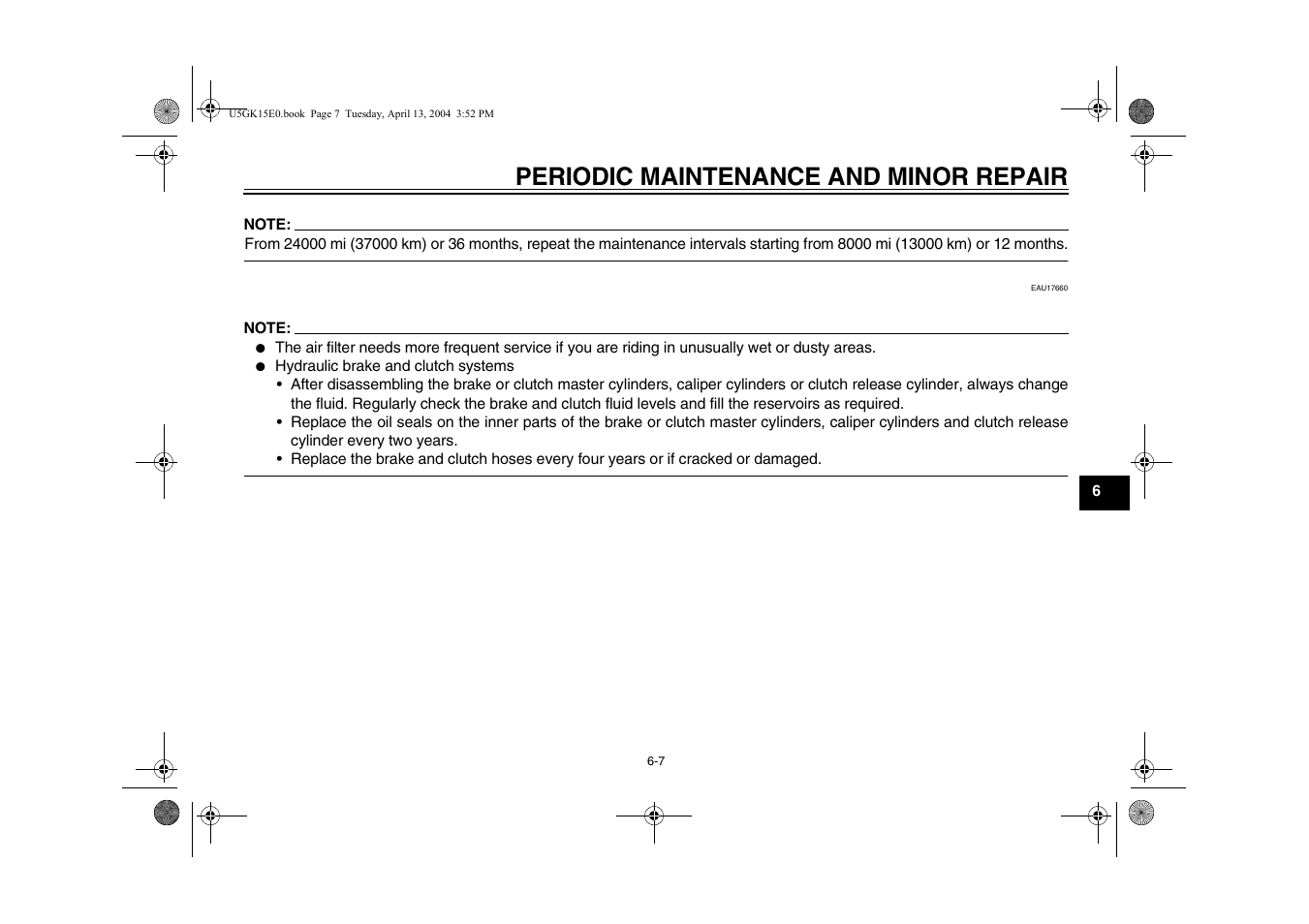 Periodic maintenance and minor repair | Yamaha VMX EAU10041 User Manual | Page 47 / 101