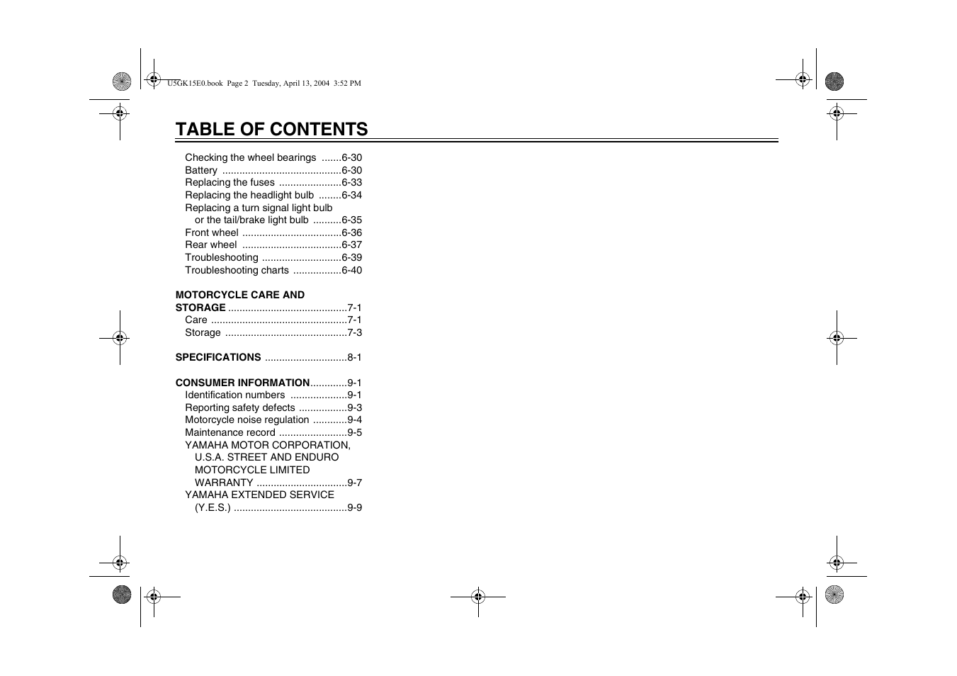 Yamaha VMX EAU10041 User Manual | Page 8 / 101