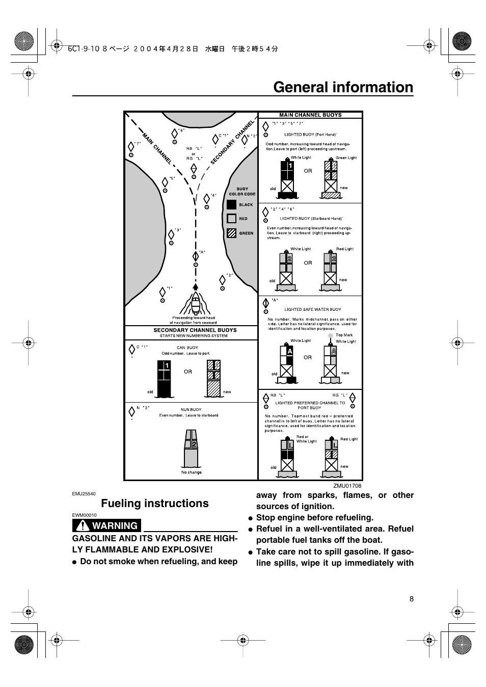 Fueling instructions, General information | Yamaha T50D User Manual | Page 13 / 79