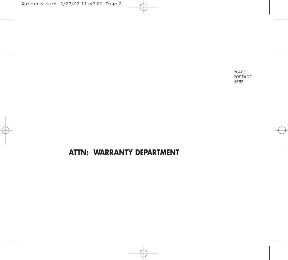 Attn: warranty department | Yamaha T50D User Manual | Page 79 / 79