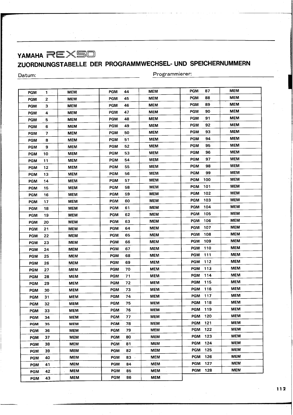 Yamaha | Yamaha REX50 User Manual | Page 113 / 115