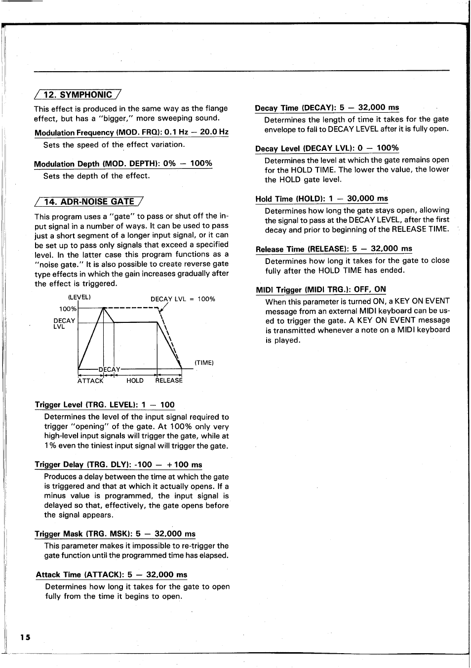 Adr-imoise gatev, Adr-noise gate | Yamaha REX50 User Manual | Page 16 / 115